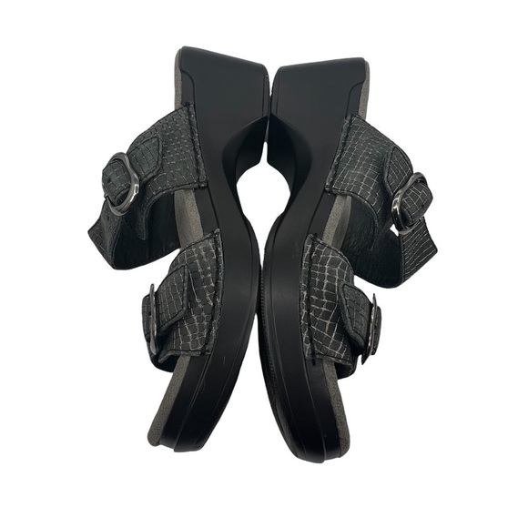 Dansko Sophie Pewter Black Leather Chunk Heel Slide Sandals Size 38 Women's - Picture 6 of 9